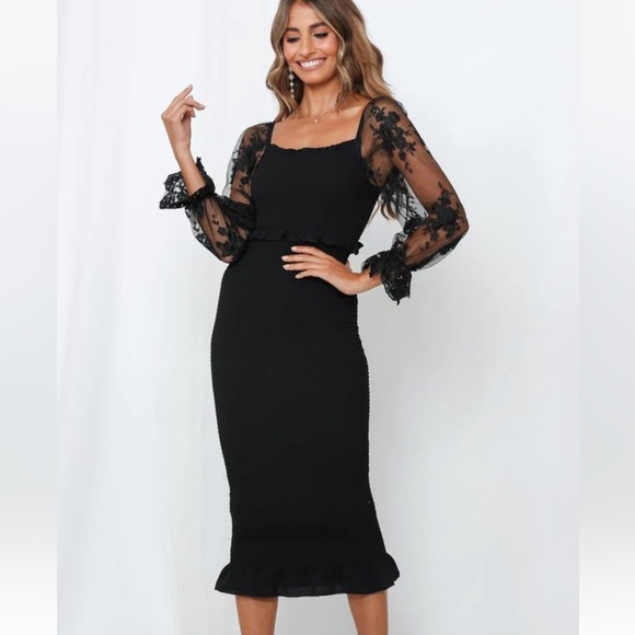 Hello Molly POUR SOME SUGAR MIDI DRESS BLACK H5 - Picture 2 of 9
